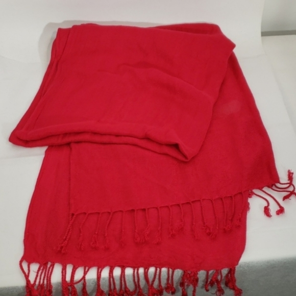 Holiday Red Scarf/ Shaw/ Soft/ Unisex One Size - Picture 3 of 6